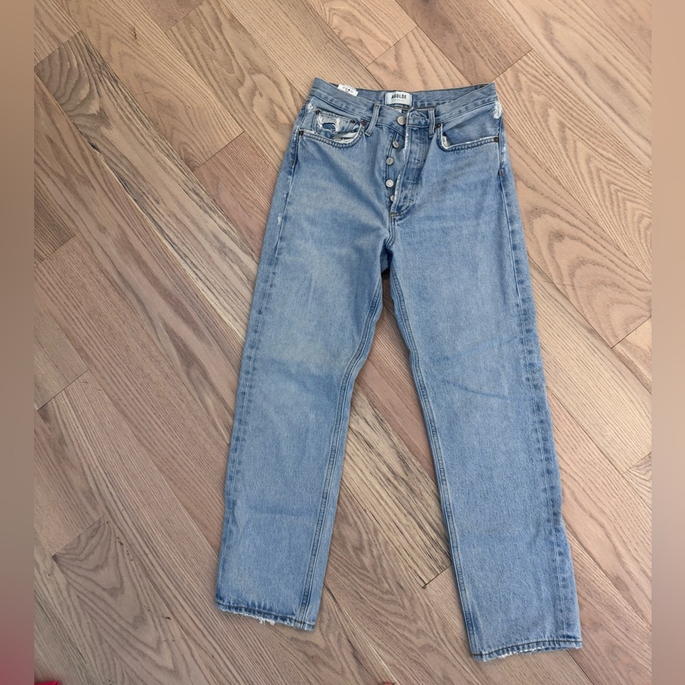 Agolde Blue Straight Leg Jeans High-Rise